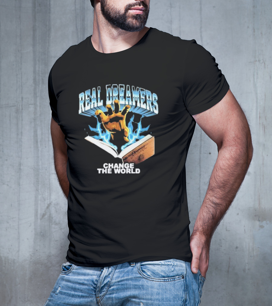 REAL DREAMERS HAND OF CHANGE THE WORLD POETRY BOOK LIGHTNING T-Shirt