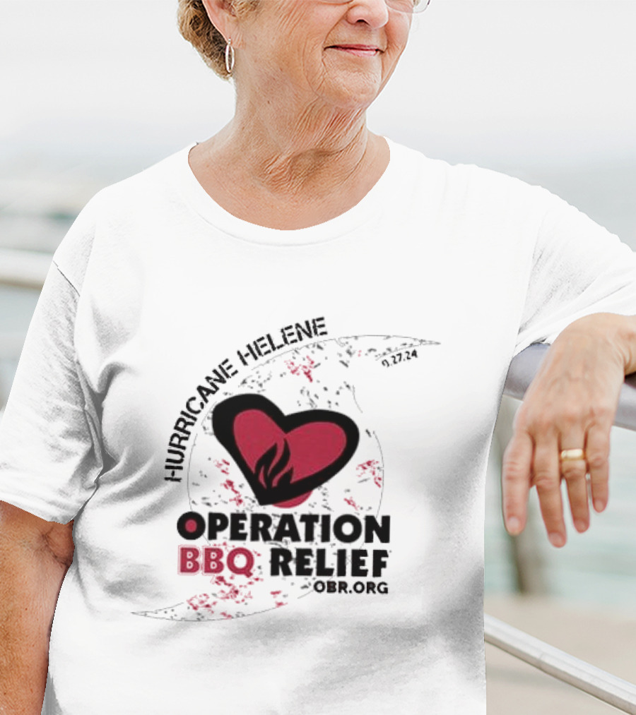 Hurricane Helene Operation BBQ Relief OBR.org Heart Flame 9.27.24 T-Shirt
