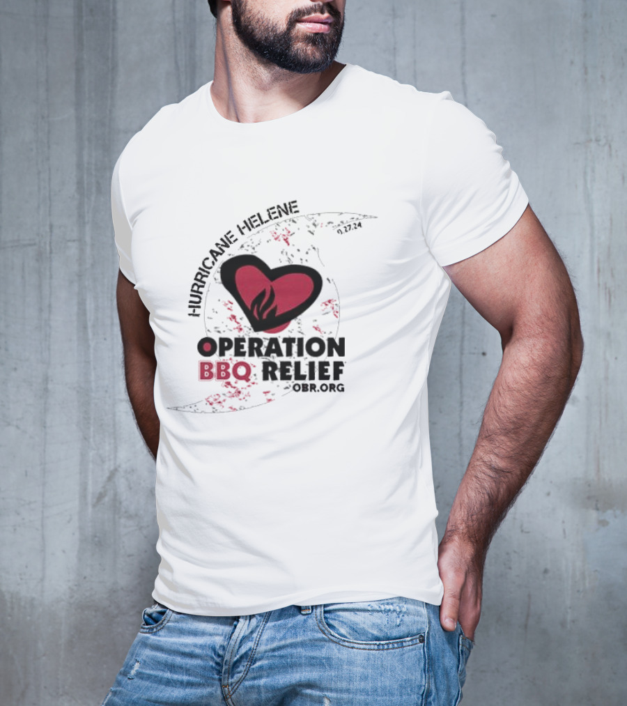 Hurricane Helene Operation BBQ Relief OBR.org Heart Flame 9.27.24 T-Shirt