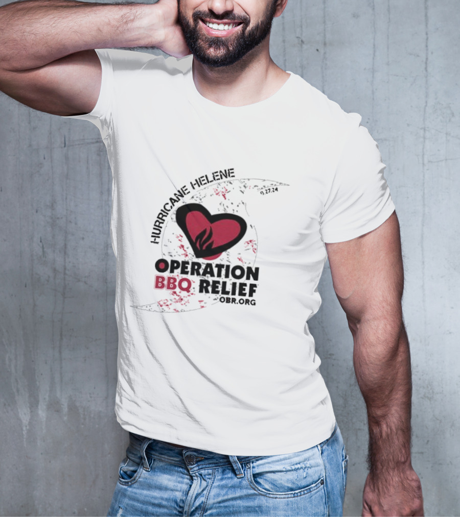 Hurricane Helene Operation BBQ Relief OBR.org Heart Flame 9.27.24 T-Shirt