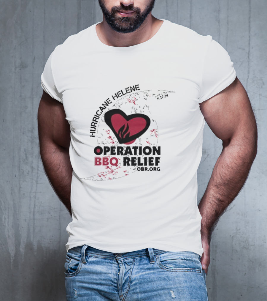 Hurricane Helene Operation BBQ Relief OBR.org Heart Flame 9.27.24 T-Shirt