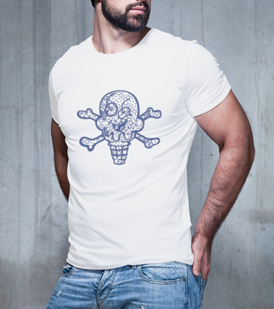 Icecream Skull Crossbones Face Time Ss Antique T-Shirt