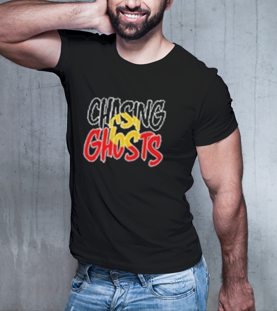 Chasing Ghosts Vibrant Color Text T-Shirt