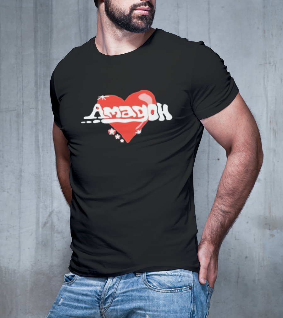 Kofi Stone Amagoh Red Heart Design With Stars T-Shirt