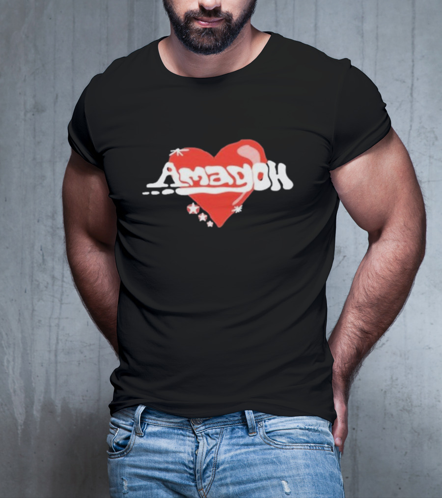 Kofi Stone Amagoh Red Heart Design With Stars T-Shirt