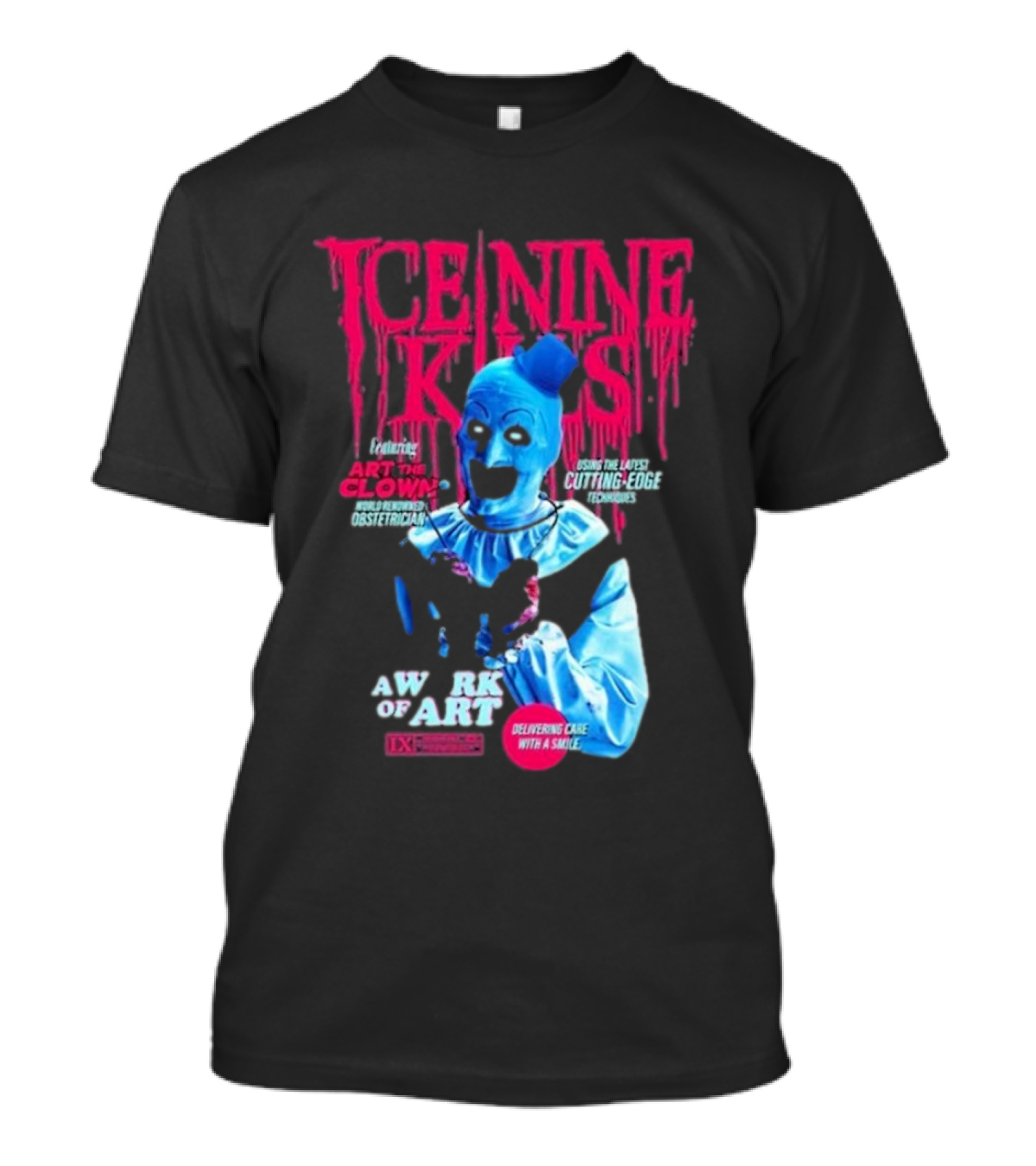 Rock Abilia Ice Nine Kills Black Featuring Art The Clown Cutting Edge Delivering Cake With A Smile T-Shirt