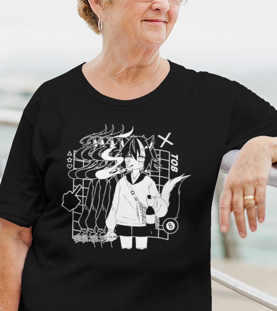 Tob Skunk Character With Smoke And Wine Bottle Vtuber T-Shirt