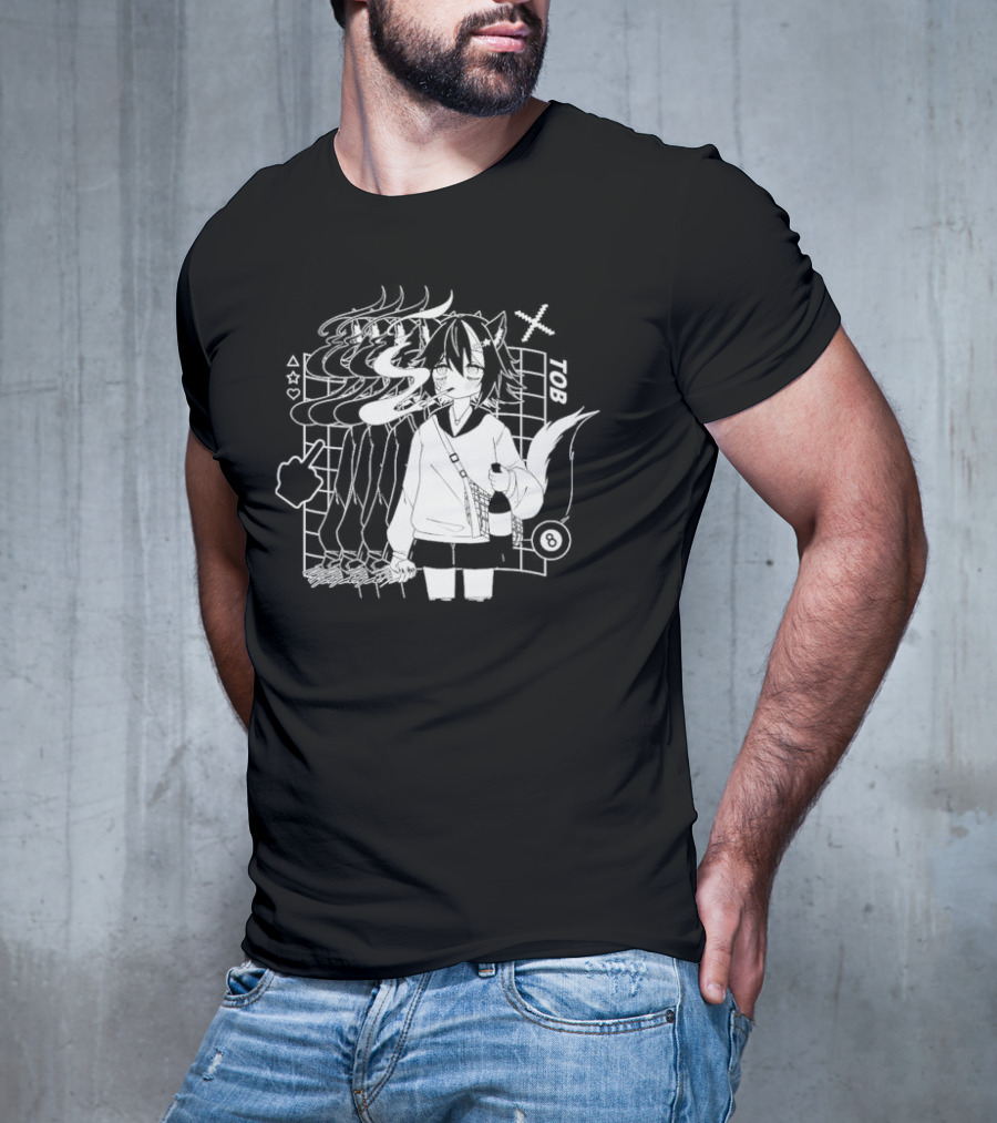 Tob Skunk Character With Smoke And Wine Bottle Vtuber T-Shirt