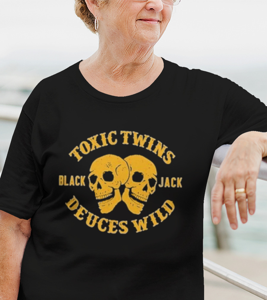 Toxic Twins Deuces Wild Black Jack Skull Skulls T-Shirt