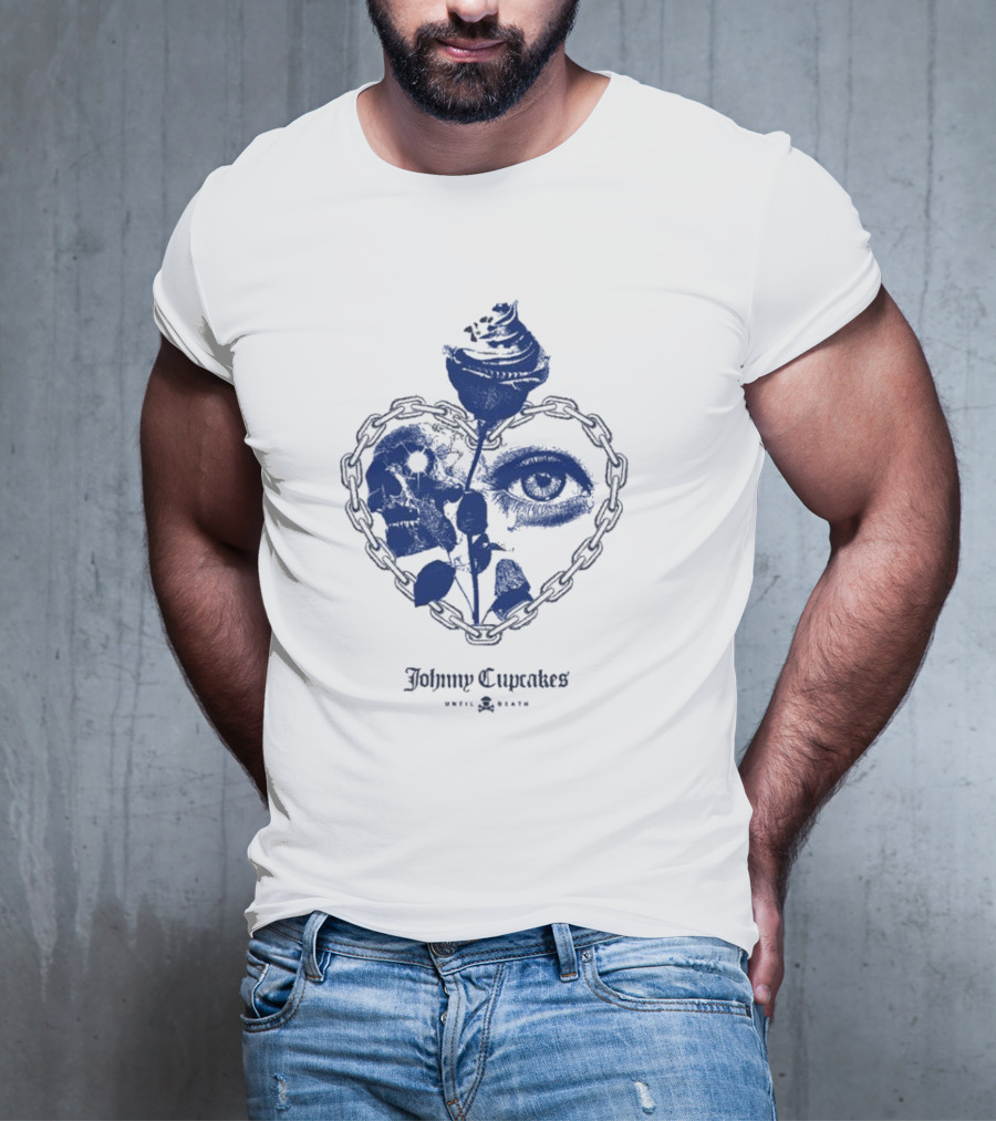 Johnny Cupcakes Heart Chain Skull Eye Rose Until Death T-Shirt
