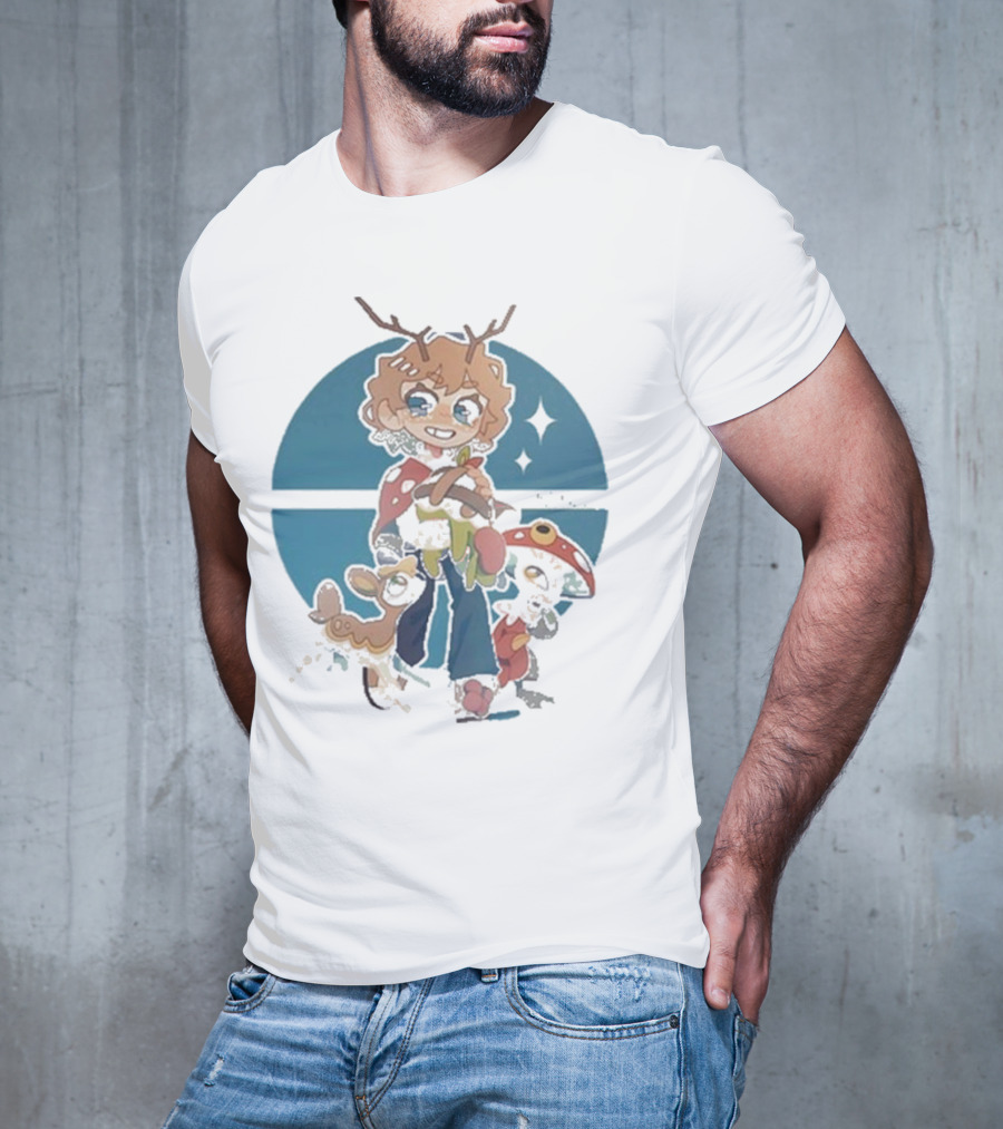 Snifferish And Cute Pokemon Inspired Character With Antlers And Forest Creatures T-Shirt