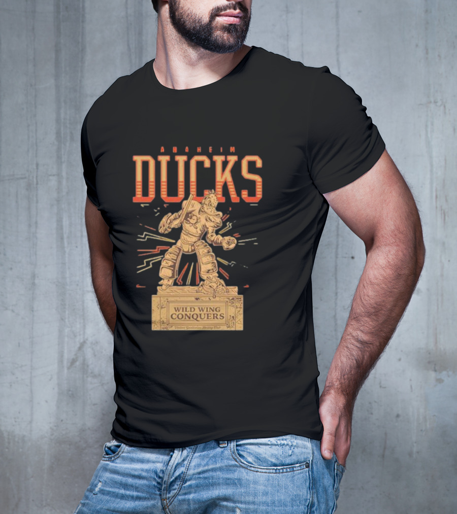 Anaheim Ducks Wild Wing Conquers Statue T-Shirt