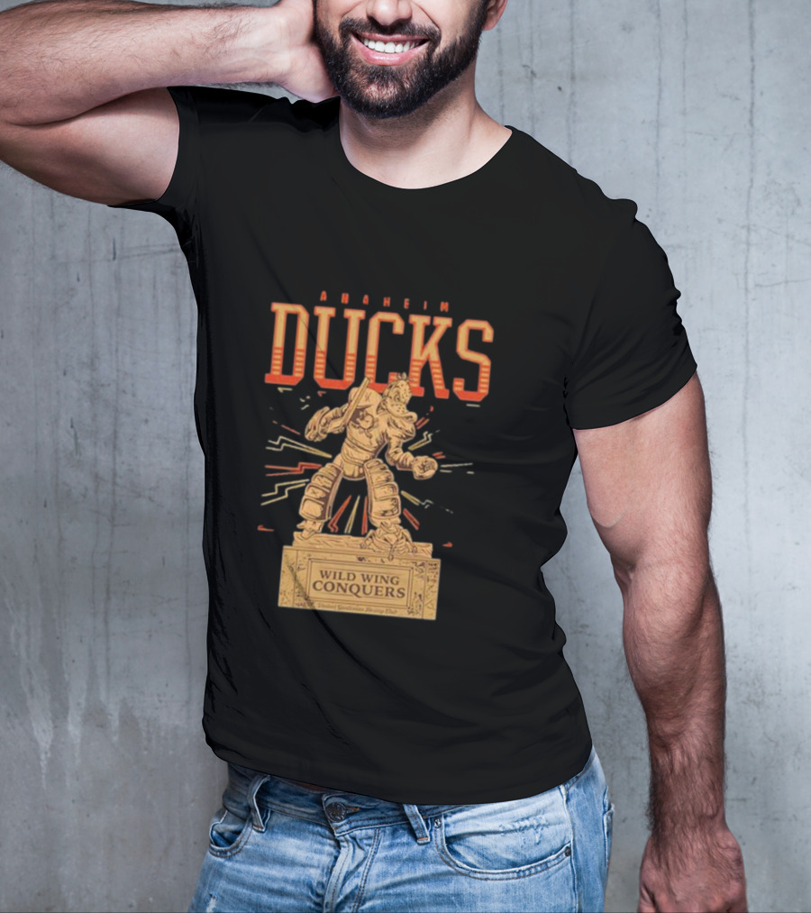Anaheim Ducks Wild Wing Conquers Statue T-Shirt
