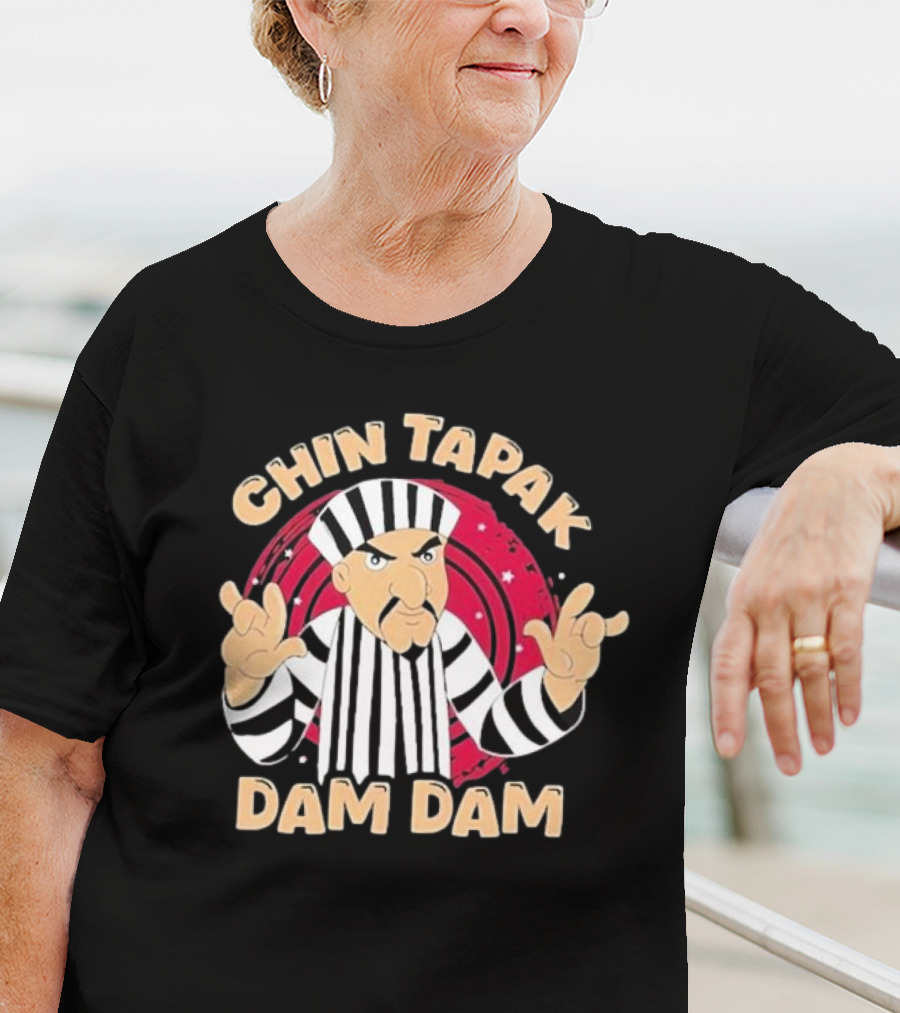Chin Tapak Dam Dam Cartoon Villain With Stripes And Stars T-Shirt