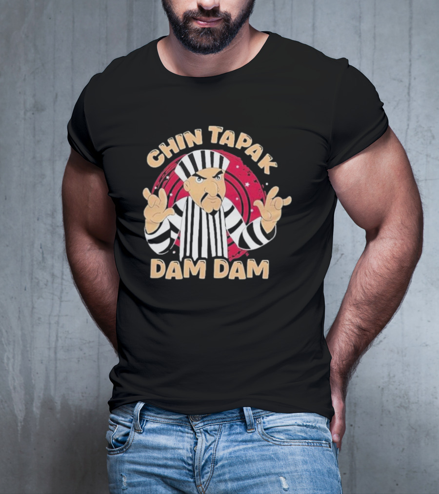 Chin Tapak Dam Dam Cartoon Villain With Stripes And Stars T-Shirt