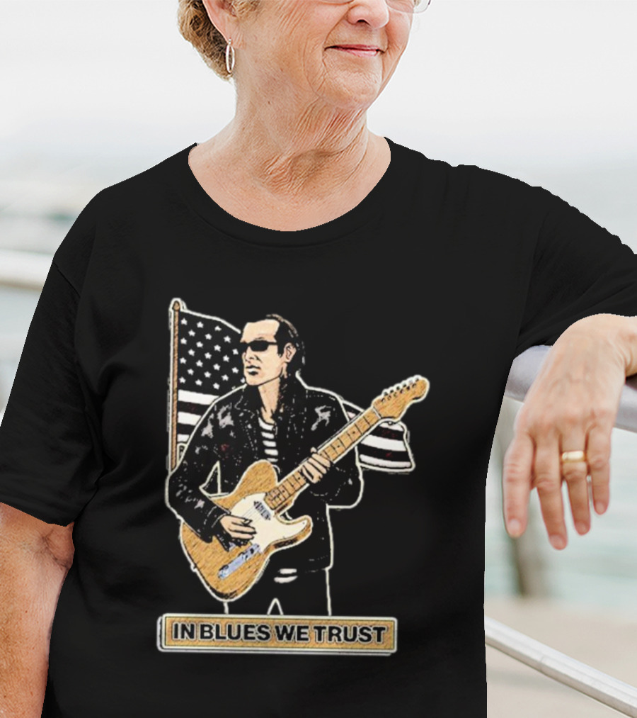 In Blues We Trust Joe Bonamassa Blues Hero American Flag Guitar T-Shirt