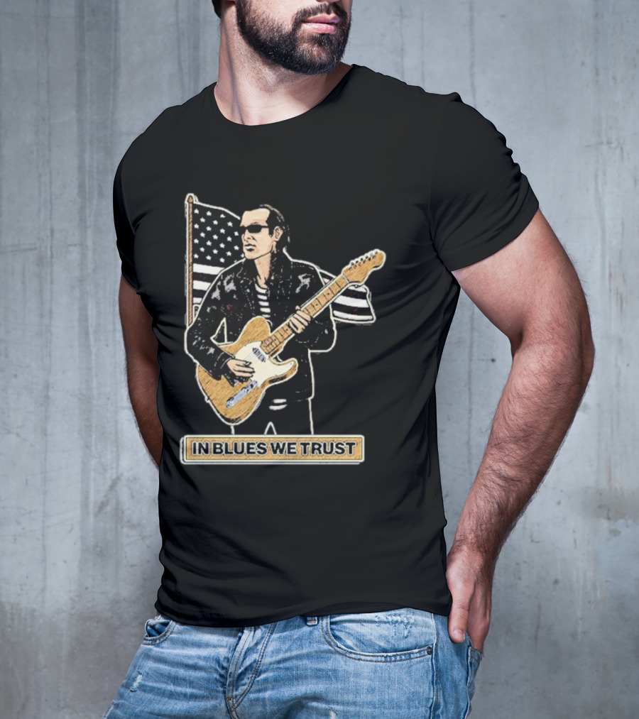 In Blues We Trust Joe Bonamassa Blues Hero American Flag Guitar T-Shirt
