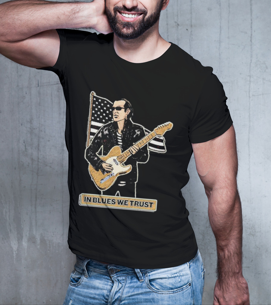 In Blues We Trust Joe Bonamassa Blues Hero American Flag Guitar T-Shirt
