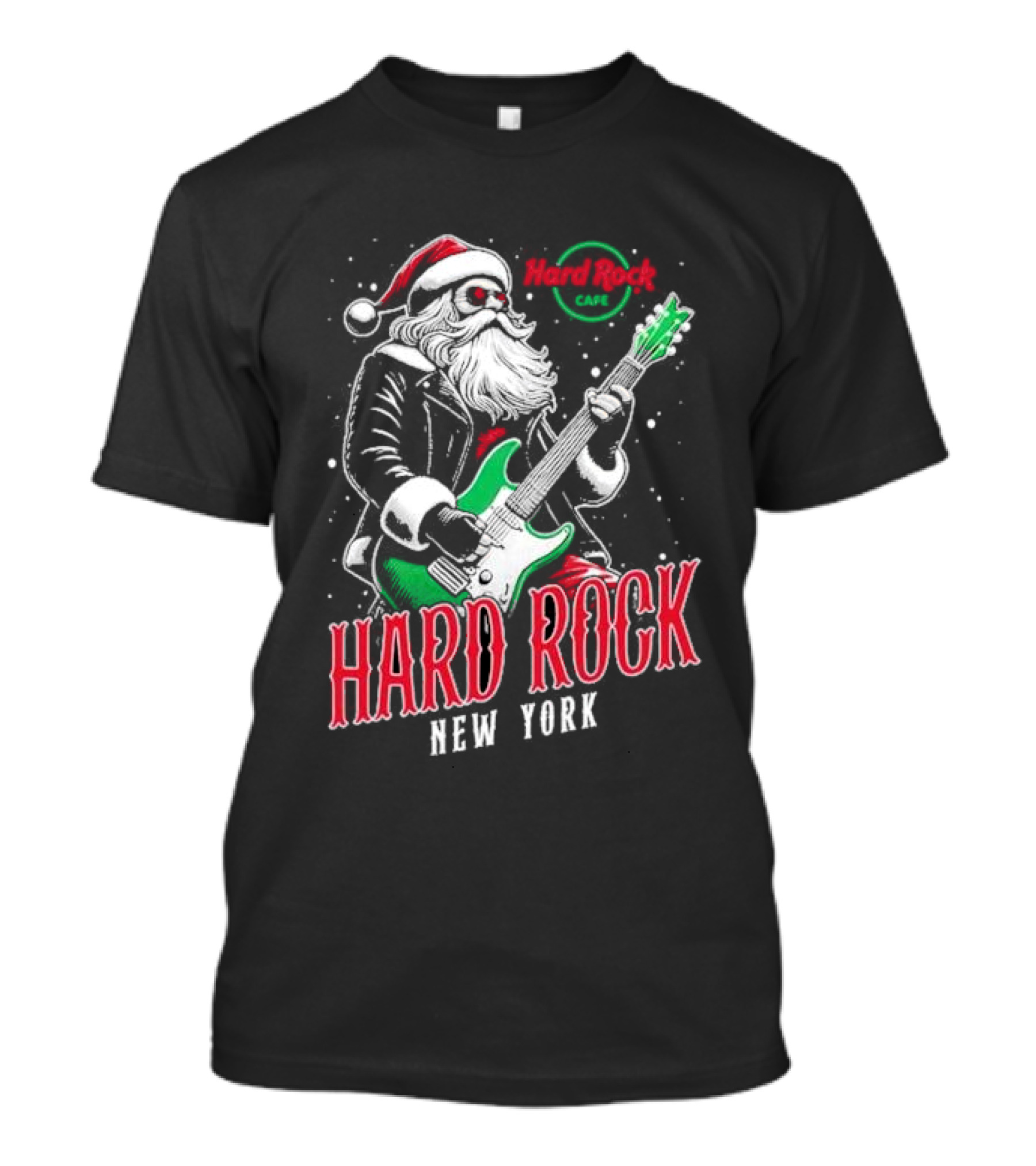 Hard Rock Cafe New York Santa Christmas Guitar Holiday Live T-Shirt