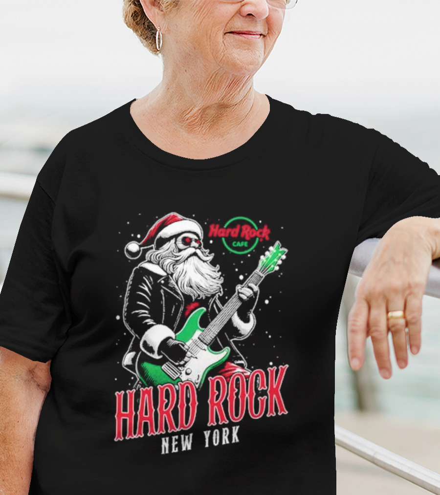 Hard Rock Cafe New York Santa Christmas Guitar Holiday Live T-Shirt