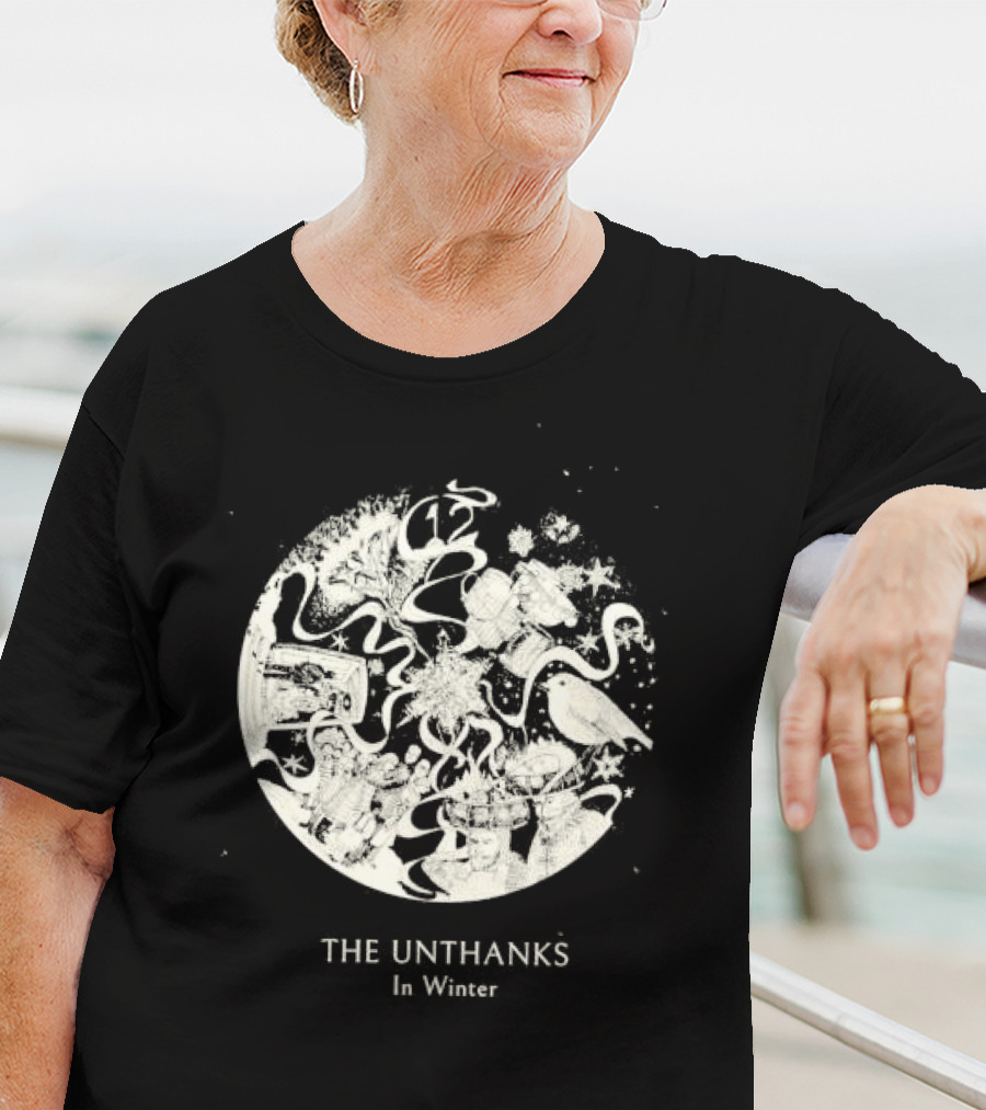 The Unthanks In Winter Snowy Circle With Bird And Holiday Symbols T-Shirt
