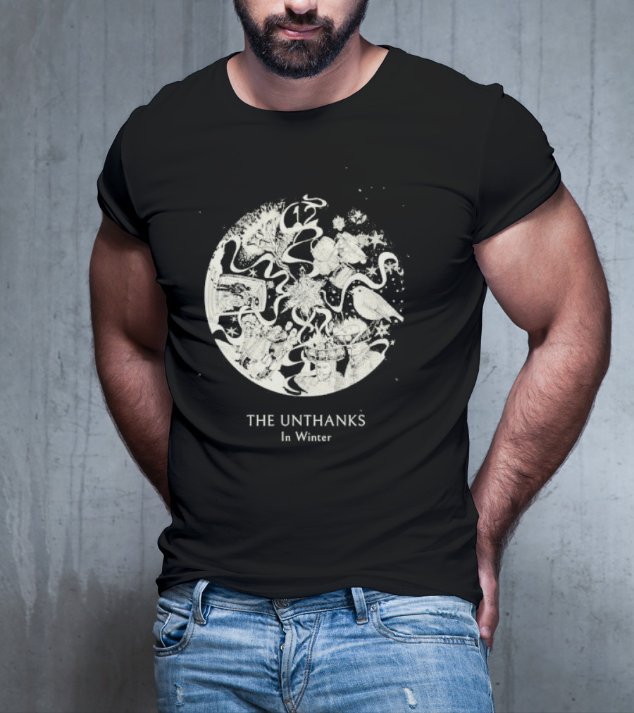 The Unthanks In Winter Snowy Circle With Bird And Holiday Symbols T-Shirt