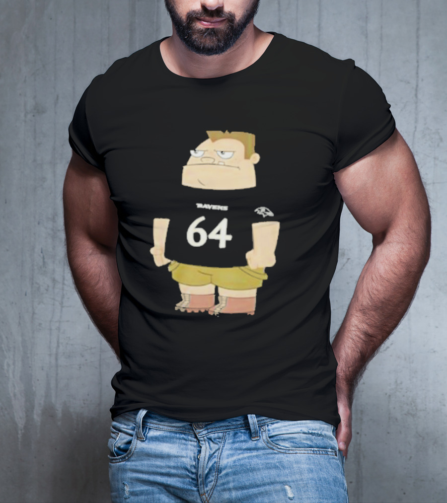 Ravens 64 Cartoon Character Tyler Linderbaum Only Fears God Texas Fears Oklahoma T-Shirt