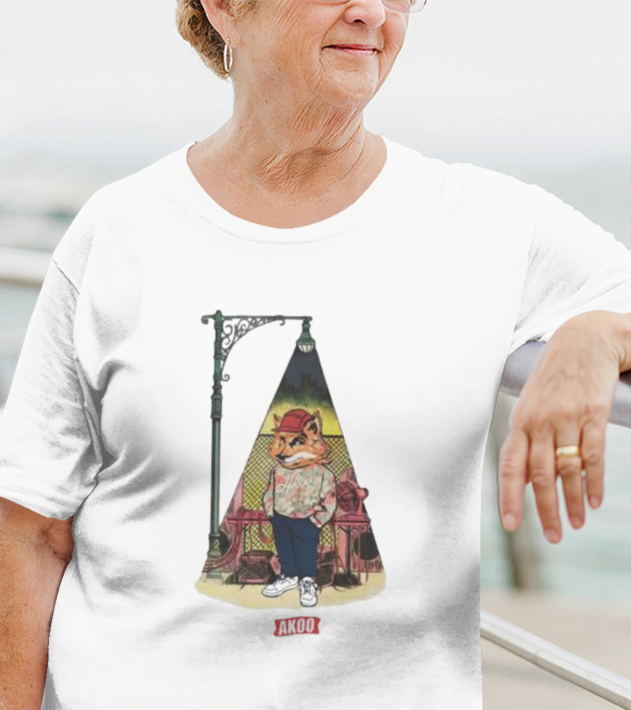 Block Party SS Akoo Streetwear Fox Character Under Lamp Post T-Shirt