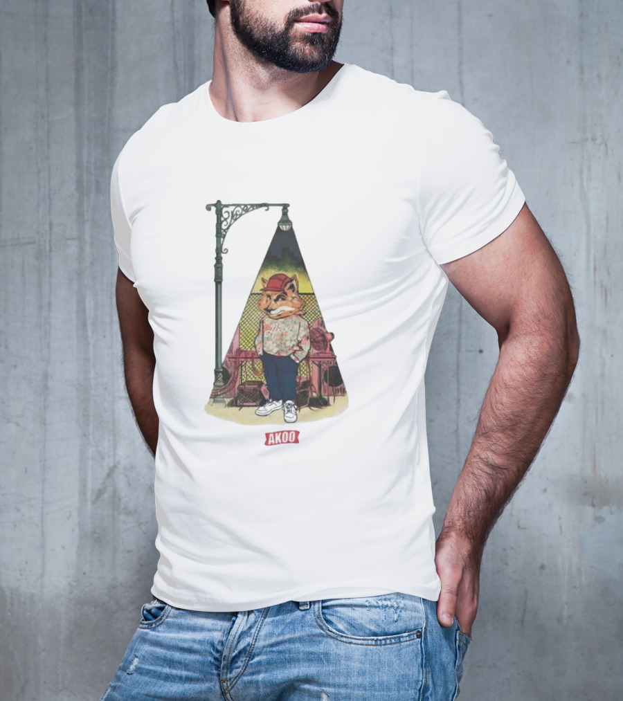 Block Party SS Akoo Streetwear Fox Character Under Lamp Post T-Shirt