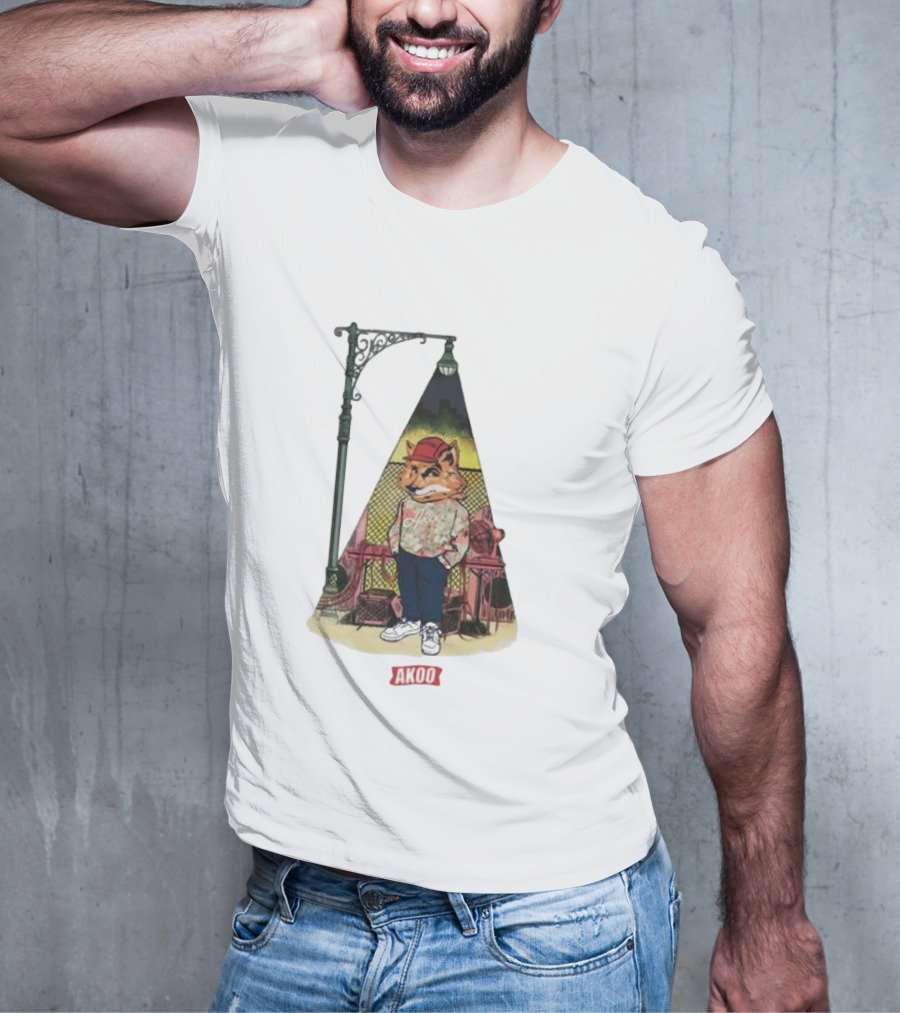 Block Party SS Akoo Streetwear Fox Character Under Lamp Post T-Shirt