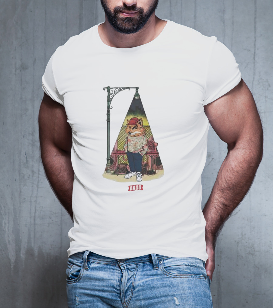 Block Party SS Akoo Streetwear Fox Character Under Lamp Post T-Shirt