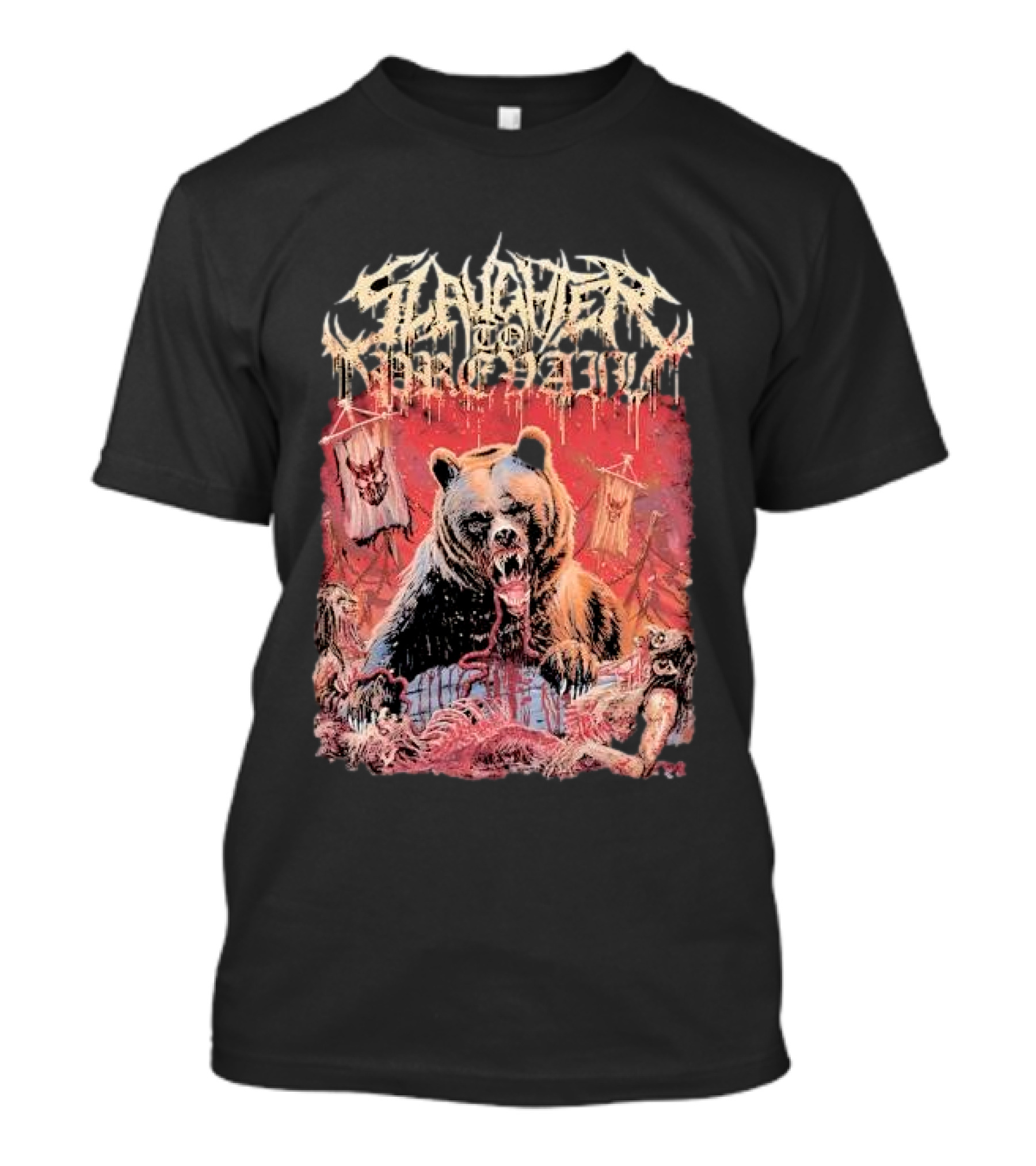 Slaughter To Prevail Bear With Blood-Soaked Banner Background T-Shirt
