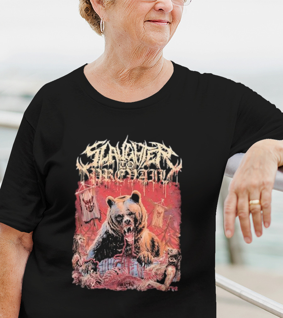 Slaughter To Prevail Bear With Blood-Soaked Banner Background T-Shirt