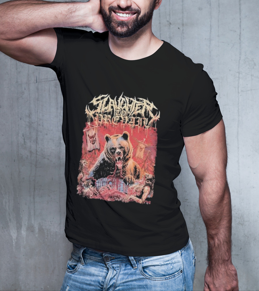 Slaughter To Prevail Bear With Blood-Soaked Banner Background T-Shirt