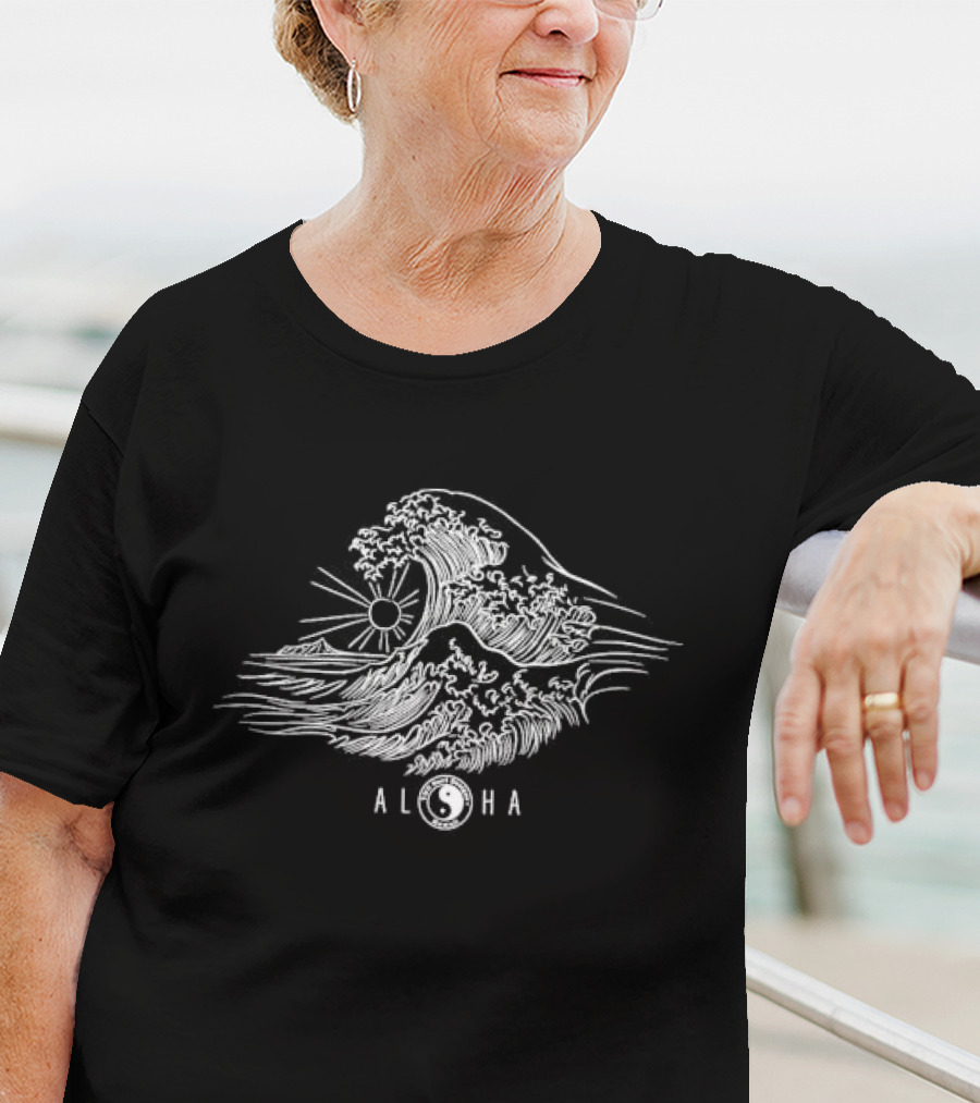 Aloha T&C Surf Simple Hokusai Wave Yin Yang T-Shirt