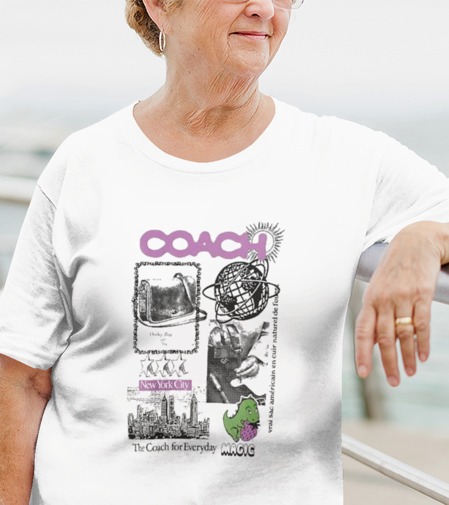 New York City COACH Vrai Sac Américain En Cuir Naturel The Coach For Everyday Magic T-Shirt