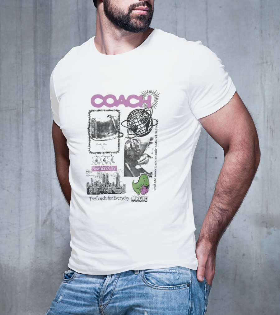 New York City COACH Vrai Sac Américain En Cuir Naturel The Coach For Everyday Magic T-Shirt