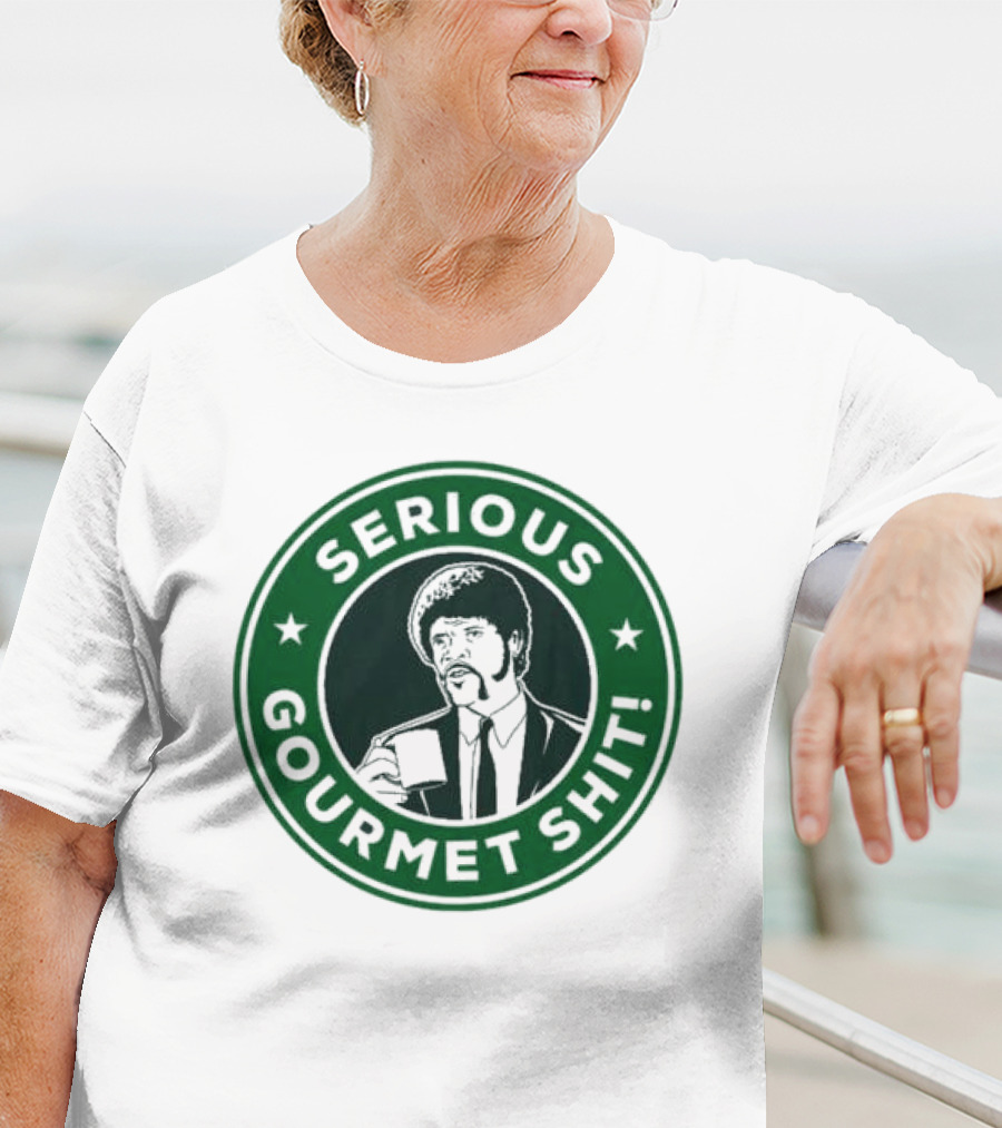 Serious Gourmet Shit Coffee Cup Meme Green Circle Emblem T-Shirt