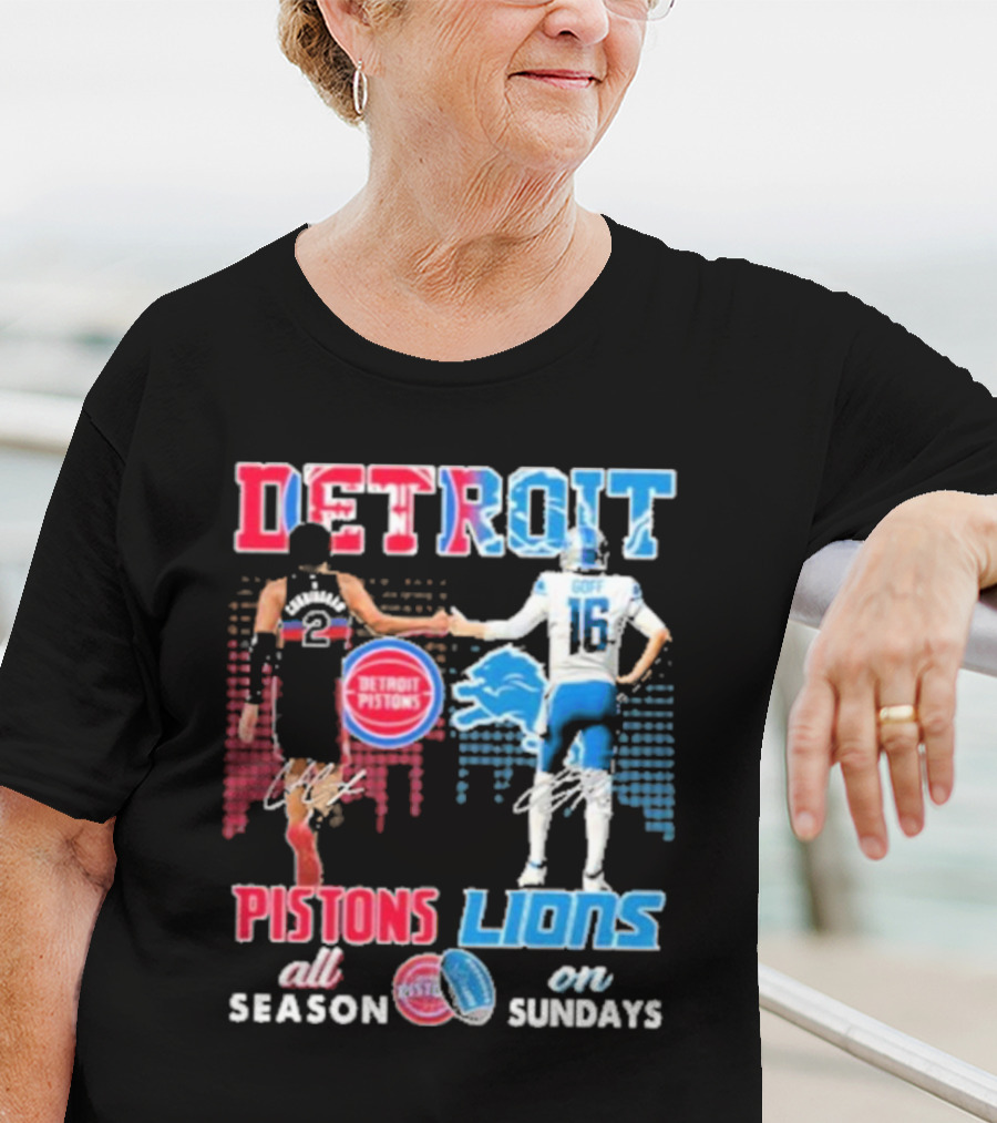 Detroit Pistons Lions All Season On Sundays T-Shirt