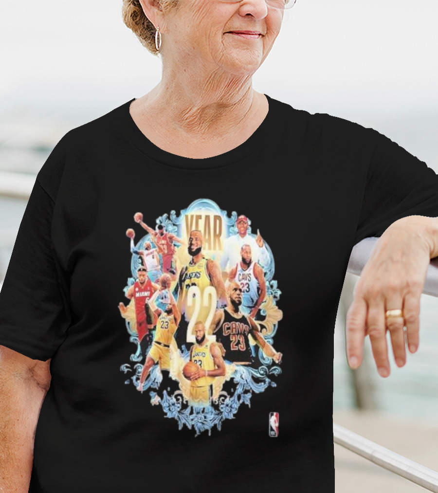 22 Years Of NBA Legend LeBron James In Lakers Cavs And Heat Jerseys T-Shirt