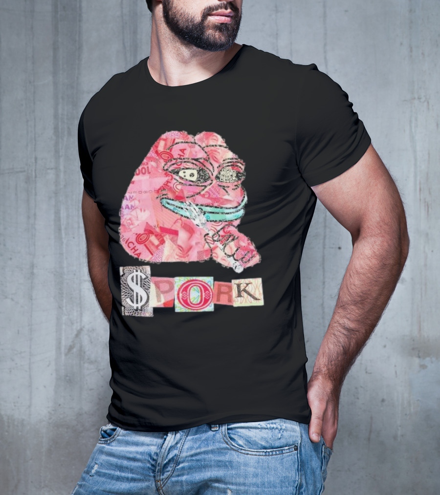 Pauly Spork Frog With Collage Pattern And Iconic Symbolism T-Shirt