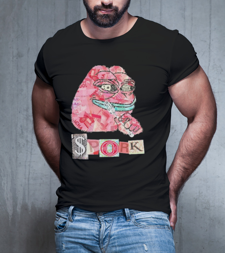 Pauly Spork Frog With Collage Pattern And Iconic Symbolism T-Shirt