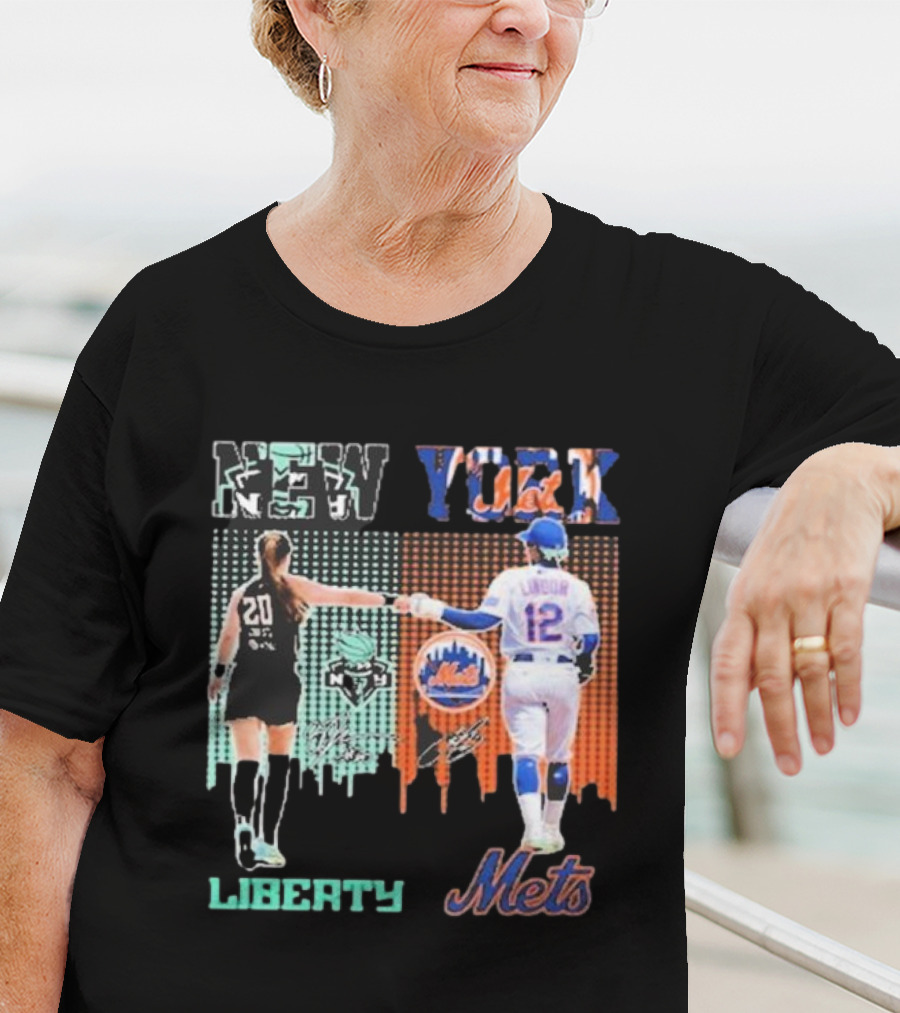 New York Liberty Sabrina Ionescu Francisco Lindor Mets T-Shirt