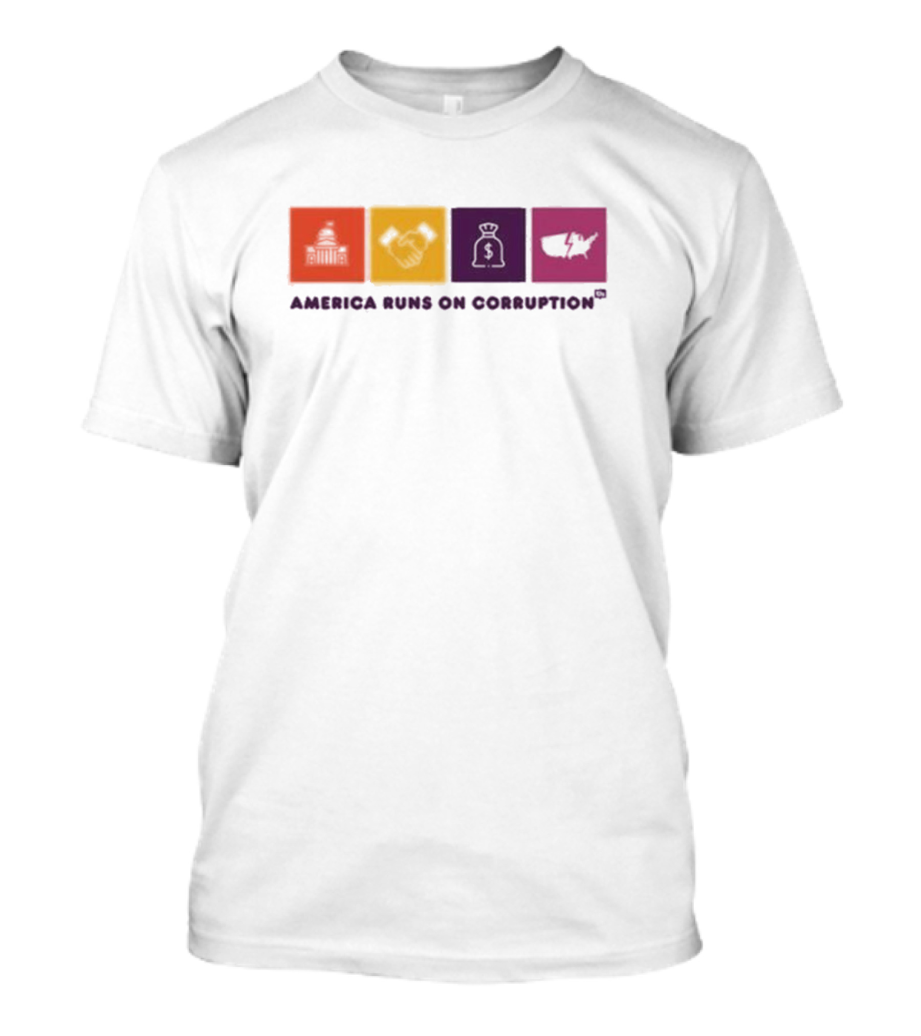 America Runs On Corruption Capitol Handshake Money Bag Broken Map T-Shirt