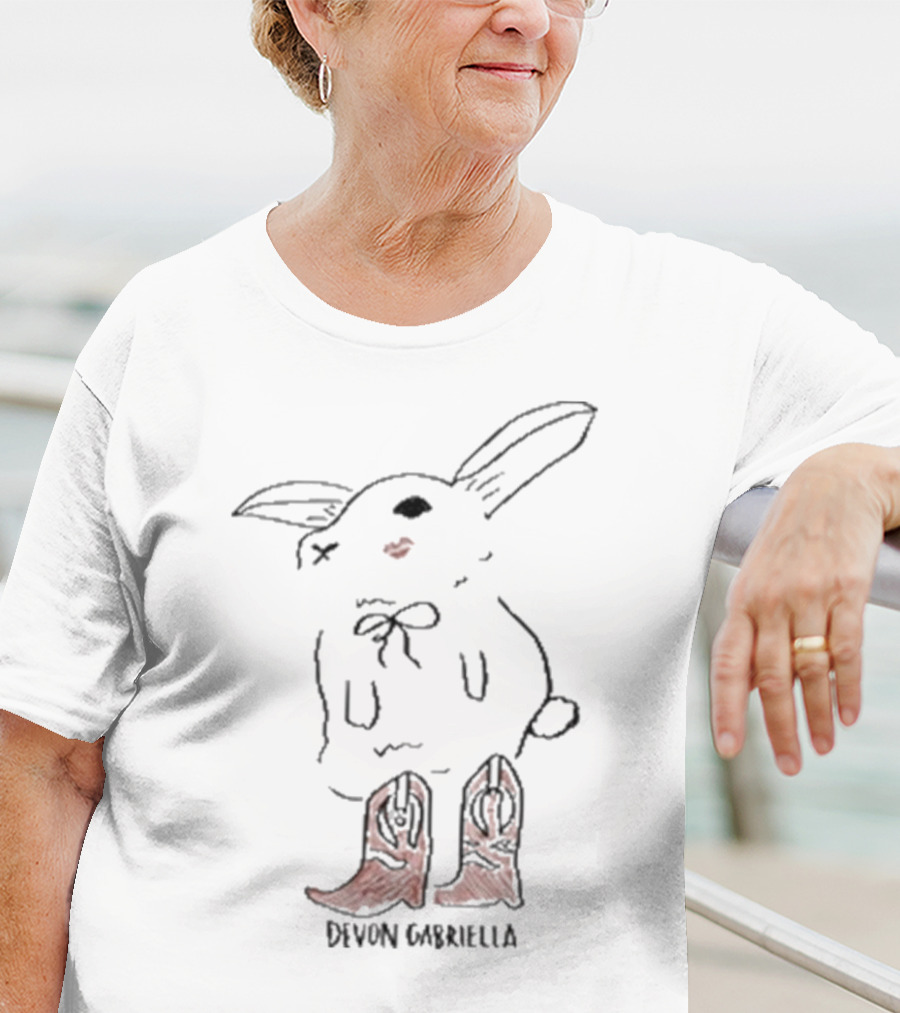 Devon Gabriella Bunny In Boots With Ribbon Bow And Cowboy Shoes T-Shirt
