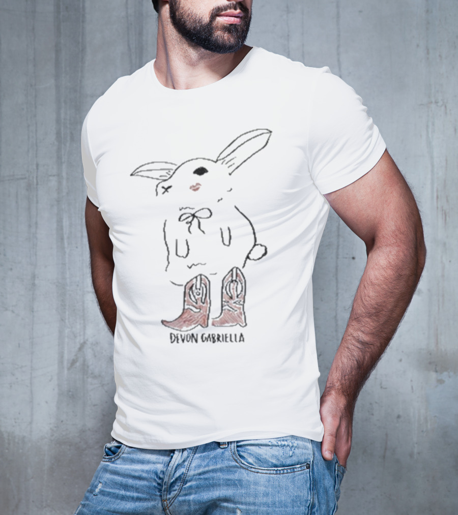 Devon Gabriella Bunny In Boots With Ribbon Bow And Cowboy Shoes T-Shirt