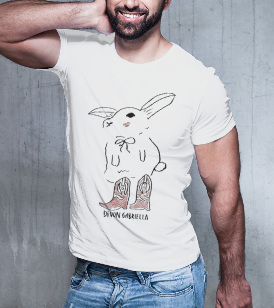 Devon Gabriella Bunny In Boots With Ribbon Bow And Cowboy Shoes T-Shirt