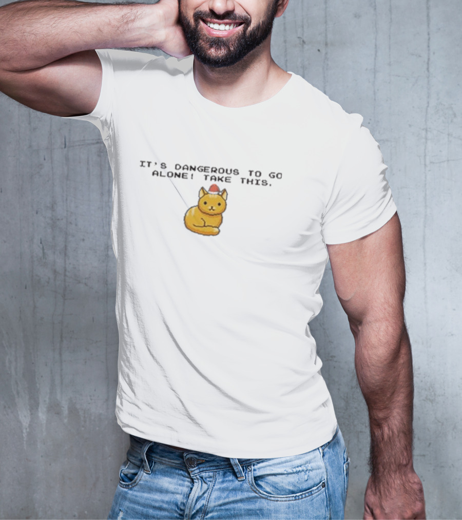 It's Dangerous To Go Alone Take This Cat Pixel T-Shirt