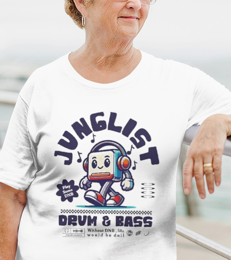 Junglist Drum And Bass Headphone Mascot Play Some DNB Without DNB Life Would Be Dull T-Shirt