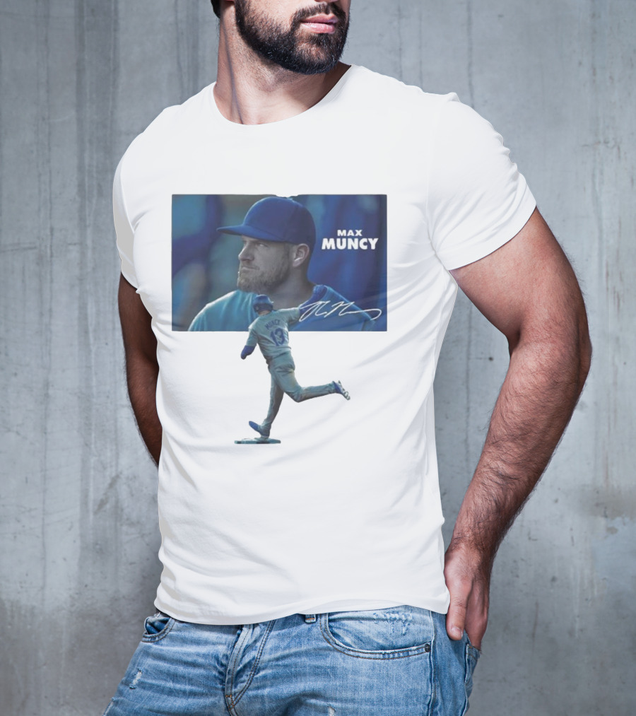 Max Muncy Baseball Figurine And Signature Photo T-Shirt